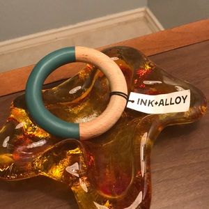 Ink + Alloy Wood and Teal Resin Bangle